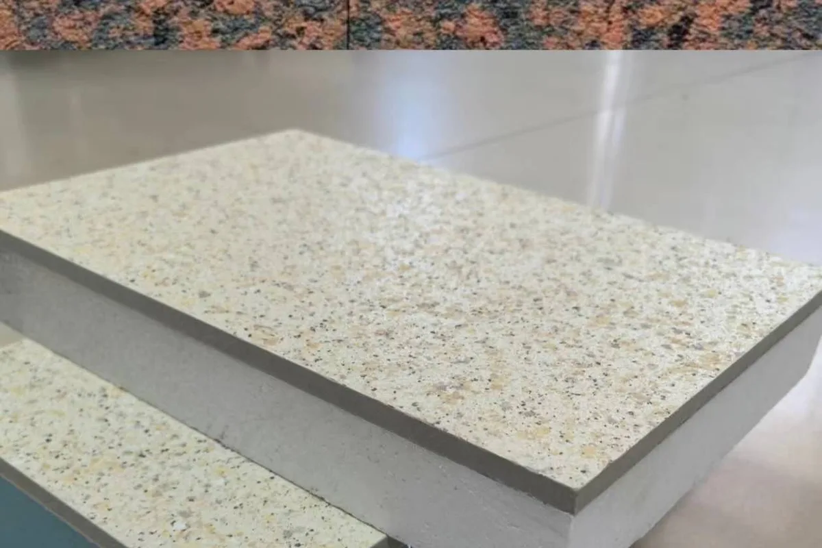 Stone-pattern fired surface of a cladding panel